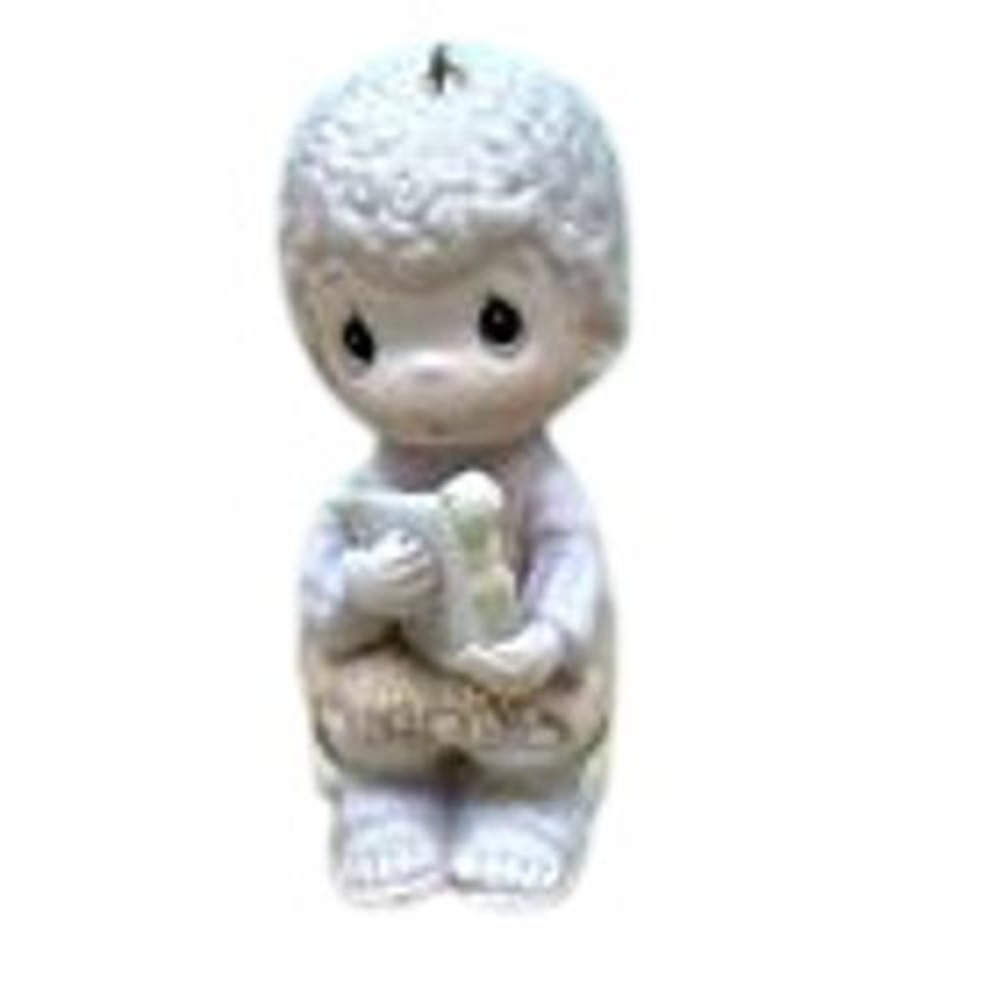 Precious Moments Joy To The World Angel Harp Christmas Ornament Bisque Porcelain